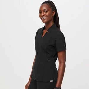 Inala Slim Scrub Top - Black Medium